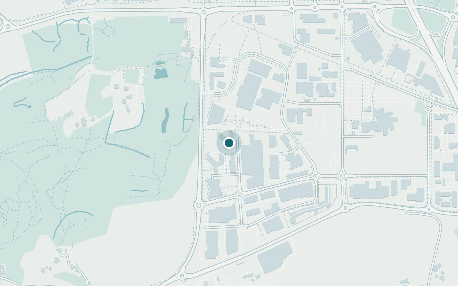Map of Sandnes with a marker on Vestre Svanholmen